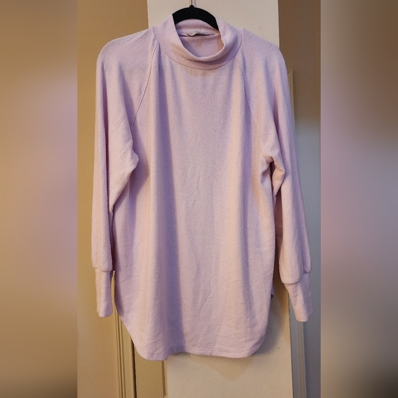 LOFT Mock Neck Shirttail Tunic Top Light Pink, L - Picture 6 of 6